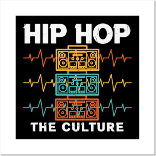 Hip Hop The Culture Retro Cassette Player Boombox Heartbeat Music Lover Gift Posters and Art